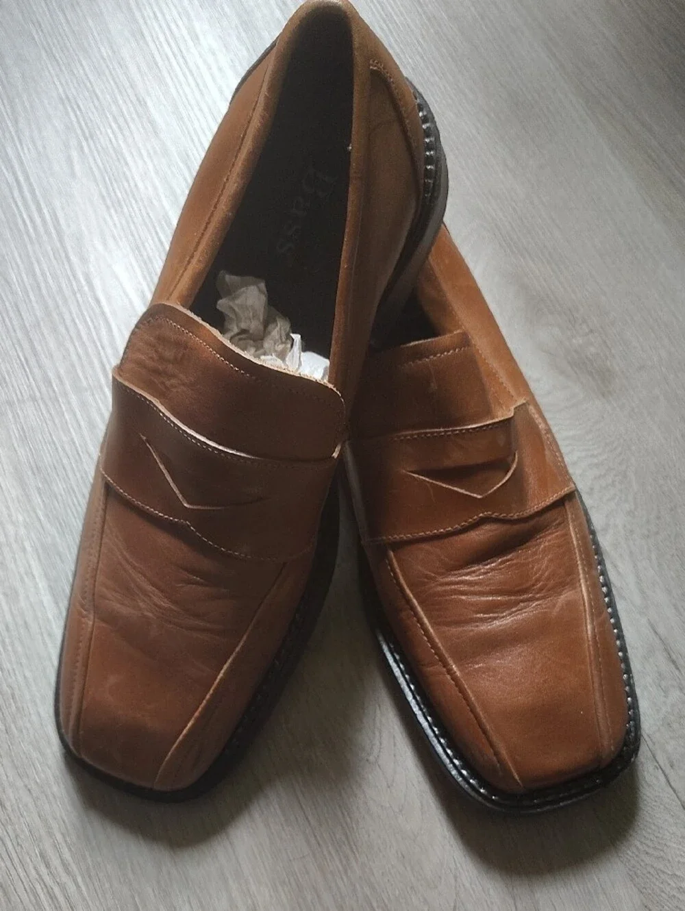 🔥Bass Cognac Brown Leather Penny Loafers Unisex Men's Sz 10, Ladies Sz 11.5